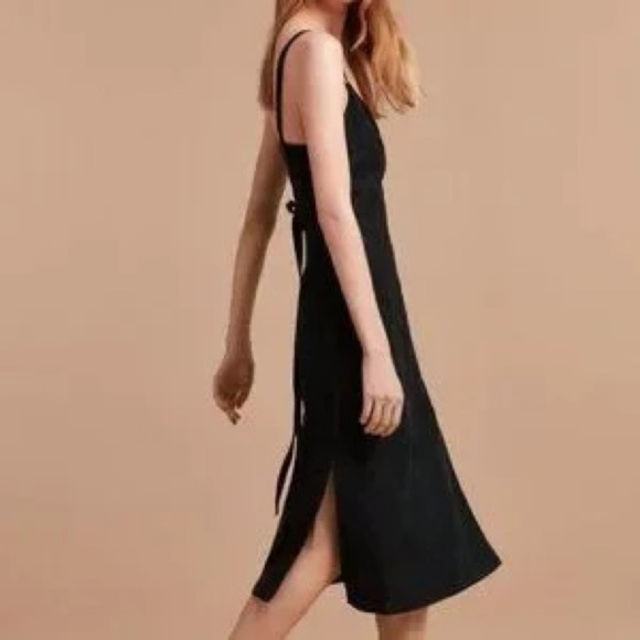 Aritzia Wilfred  | Astere Black Wrap Midi Dress Size XXS - Picture 3 of 10